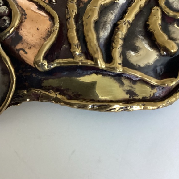 Vintage Belt Buckle Modernist Brutalist Mixed Metals Artist Signed Brass - Picture 11 of 13